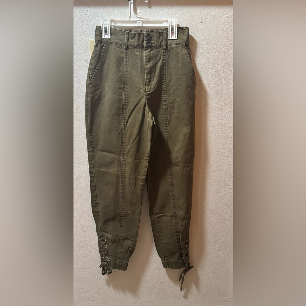 Forever 21 Women's Joggers Pants Size XS Olive Green Elastic Hem & Waist